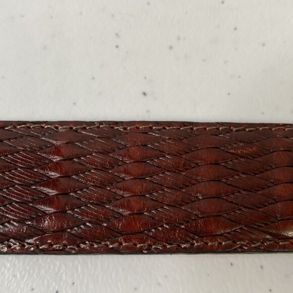 Brighton Vintage Brown Woven Weave Leather Belt Silver Tone Buckle 1996 Office main image 15
